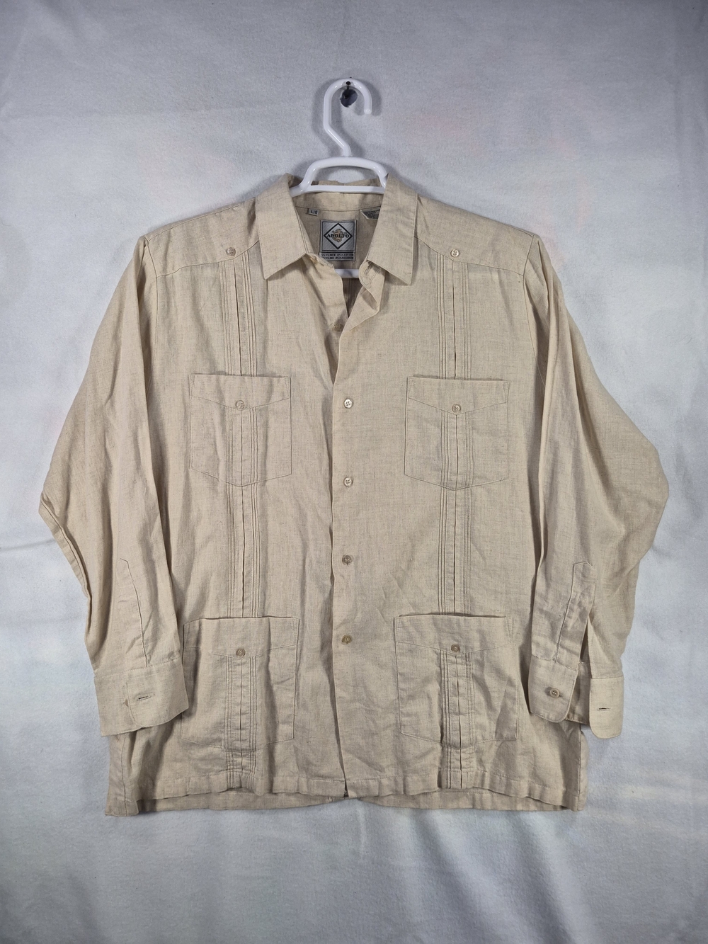 Adolfo Vintage Long Sleeve Linen Cotton Guayabera Shirt
